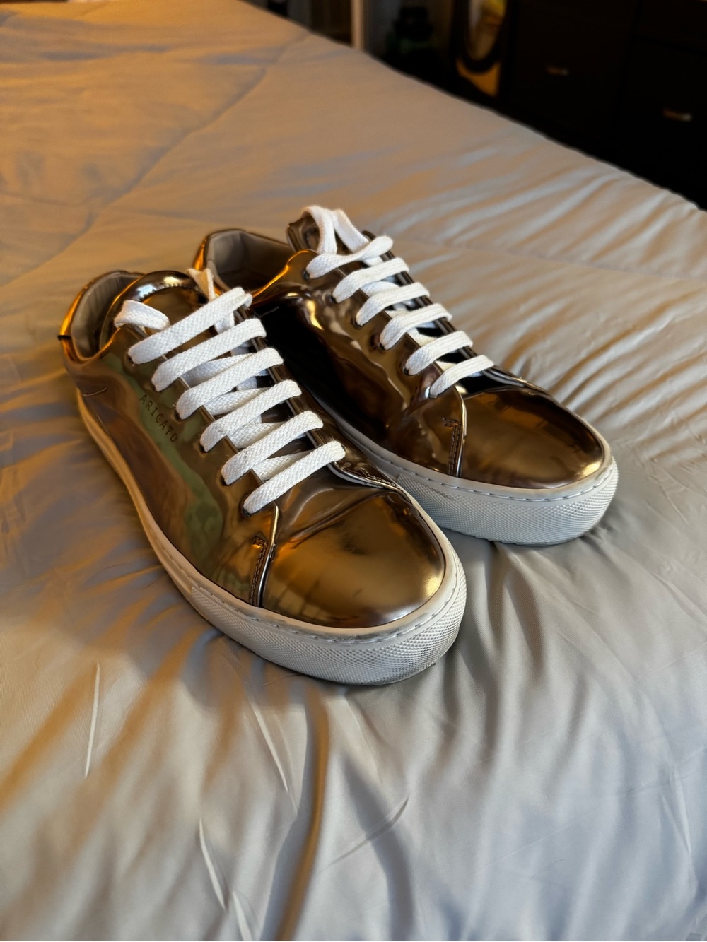 Axel Arigato Clean 90 Metallic Gold Low-Top Sneakers with White Laces